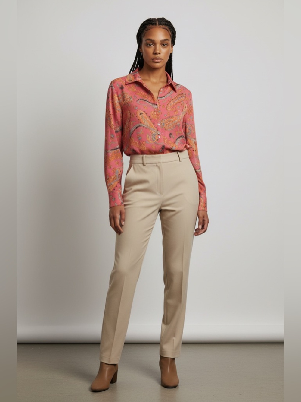 🌺Paisley Print Blouse - Pink and Orange